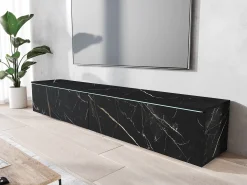 Móvel de TV moderno 180 cm para sala – 2 portas, sem puxadores, acabamento mate, de chão ou suspenso, san sebastian^ Móvel De Tv