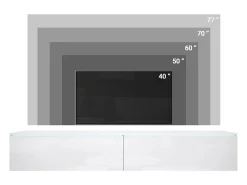 Clearance Móvel de TV moderno 180 cm para sala com LED – 2 portas, sem puxadores, verde névoa, de chão ou suspenso Verde claro