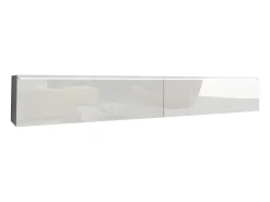 Móvel De Tv| Móvel de TV moderno 180 cm para sala – 2 portas, sem puxadores, mate + brilho, de chão ou suspenso, / brilho Branco