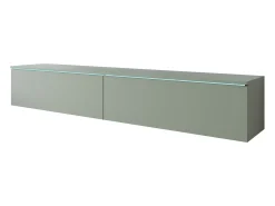 Móvel De Tv* Móvel de TV moderno 180 cm para sala – 2 portas, sem puxadores, acabamento mate, de chão ou suspenso, verde névoa Verde claro