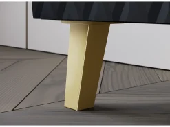 Clearance Móvel de TV moderno 190 cm mate, pés e puxadores dourados, frentes em MDF fresadas em losangos Preto