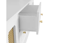 ModernLuxe Móvel de TV moderno - com portas de vime e 2 gavetas - pernas de metal -^ Móvel De Tv
