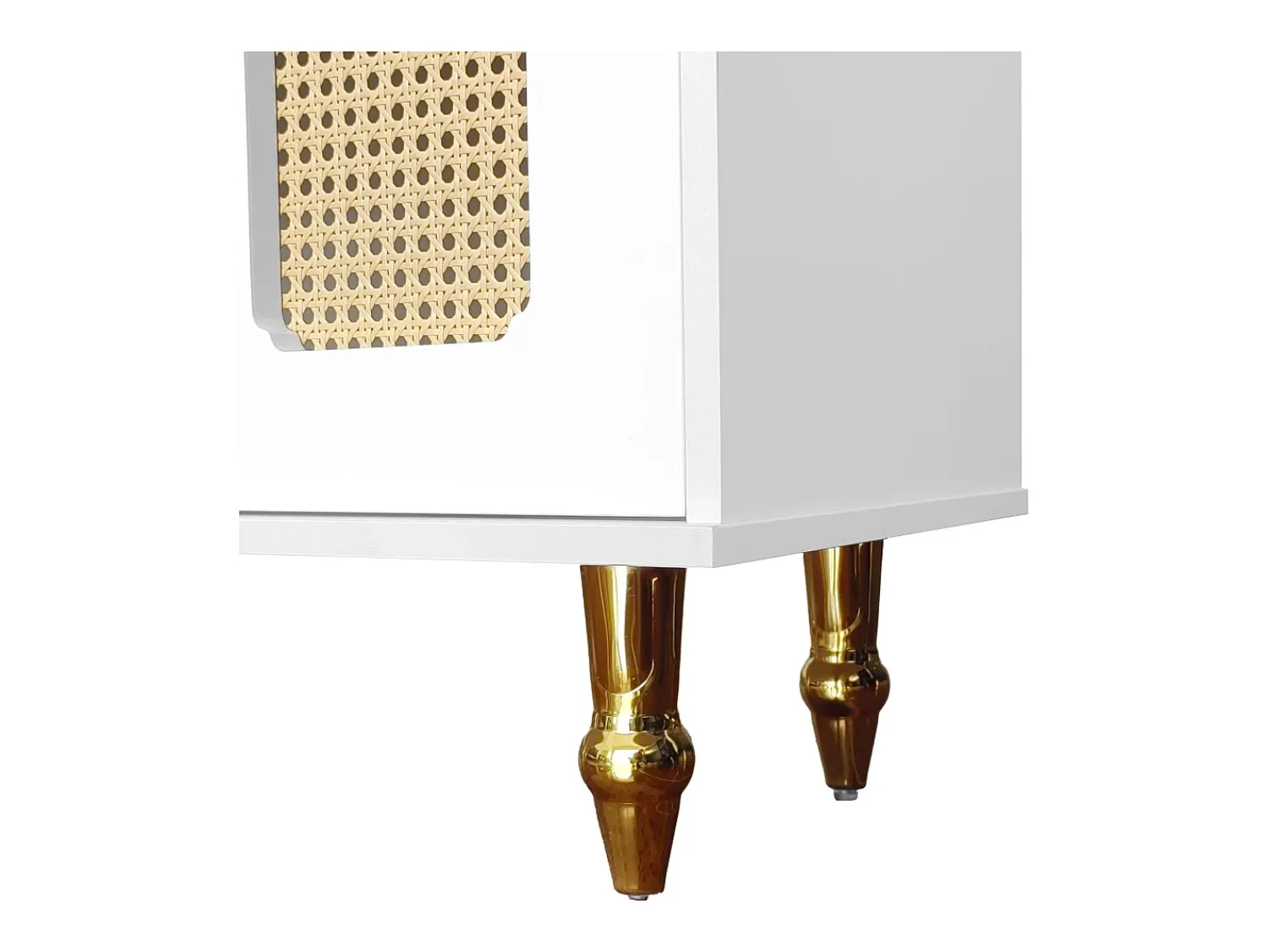 ModernLuxe Móvel de TV moderno - com portas de vime e 2 gavetas - pernas de metal -^ Móvel De Tv