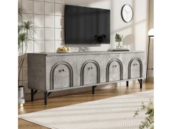 Merax Móvel de TV moderno com 4 portas - 160 x 38 x 55,5 cm - fecho suave - arrumação - aglomerado -^ Móvel De Tv