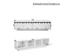 Móvel De Tv*Merax Móvel de TV moderno com 4 portas e design ondulado - 170 x 40 x 45 cm - elegante solução de armazenamento para sala de estar - MDF + aglomerado - Branco