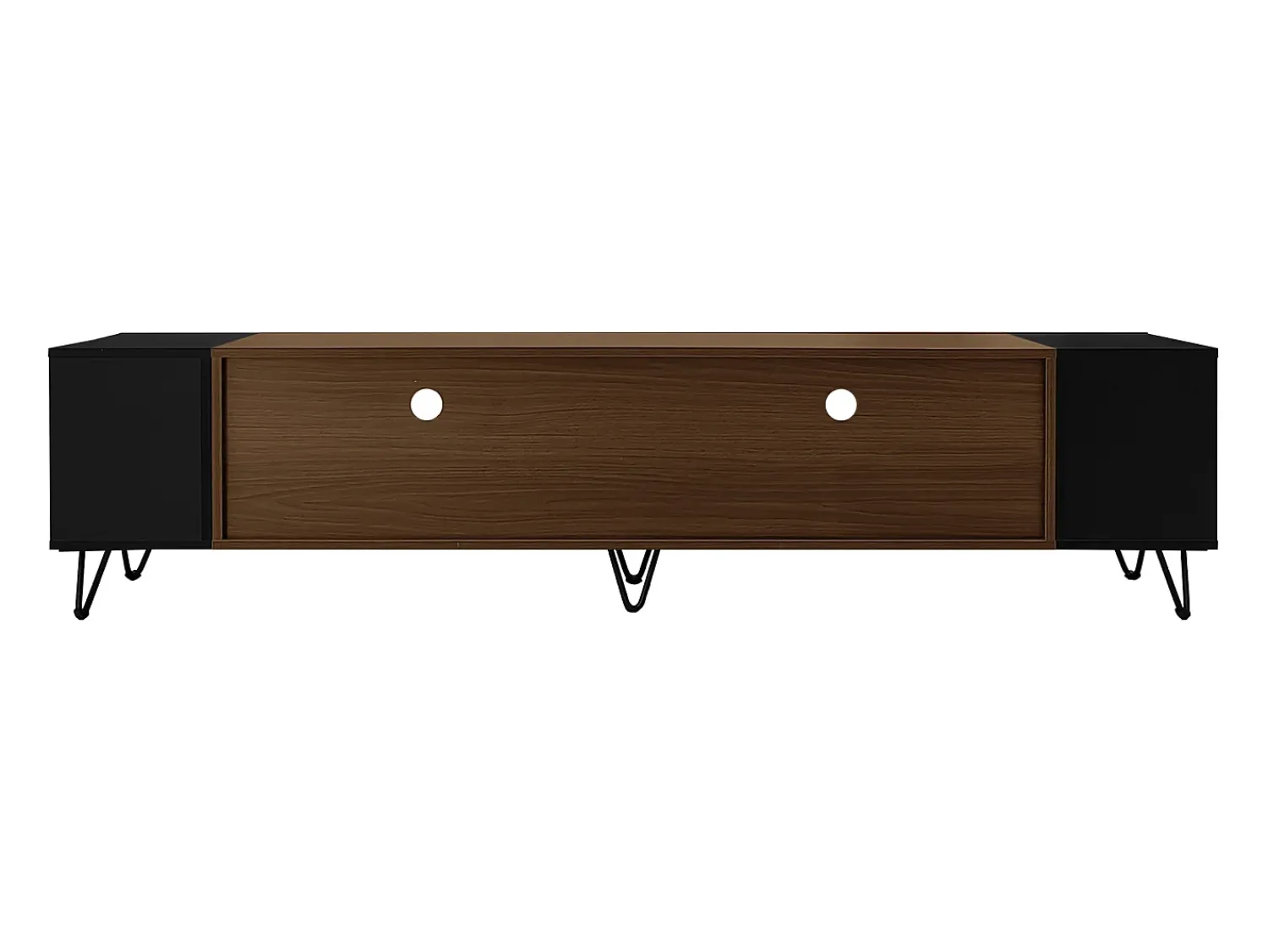 Móvel De Tv| Móvel de TV moderno com 2 portas, armário multifuncional com espaço de armazenamento e pés de metal. Preto