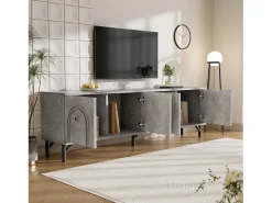 Discount Móvel de TV moderno com 4 portas - Cinza, 160 cm - Design elegante, dobradiças de fechamento suave Cinzento