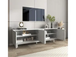 Móvel De Tv|Merax Móvel de TV moderno com 4 portas - 175x38x56cm - Aglomerado - Branco
