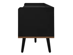 Móvel De Tv* Móvel de TV moderno com 3 portas, armário baixo com acabamento em e madeira natural, 160x39x49,5cm Preto