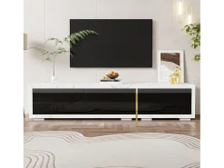Móvel De Tv| Móvel de TV moderno com comprimento variável (140-260 cm), Móvel de TV baixo com função giratória, Preto