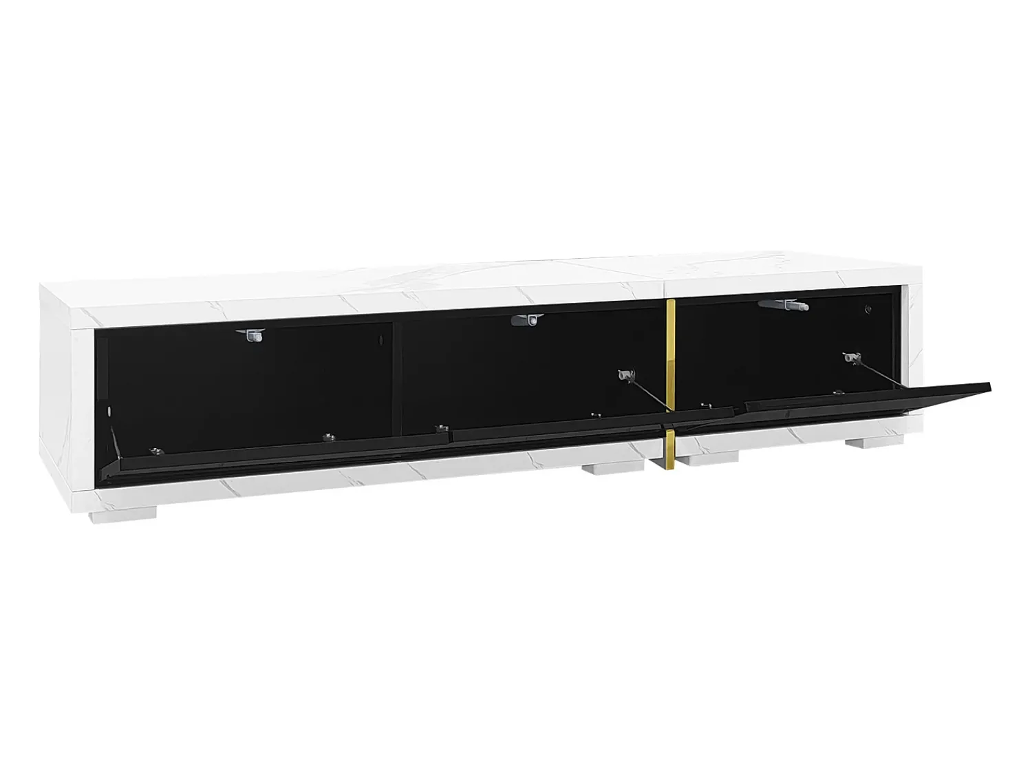 Móvel De Tv| Móvel de TV moderno com comprimento variável (140-260 cm), Móvel de TV baixo com função giratória, Preto