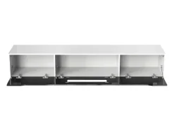 Móvel De Tv| Móvel de TV moderno com iluminação LED e 3 portas, armário de parede com espaço de armazenamento, Preto