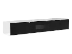 Móvel De Tv| Móvel de TV moderno com iluminação LED e 3 portas, armário de parede com espaço de armazenamento, Preto