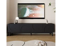 Móvel de TV moderno com prateleiras ajustáveis, perfil baixo, leve, estilo luxuoso, 175 x 38 x 56 cm,^ Móvel De Tv
