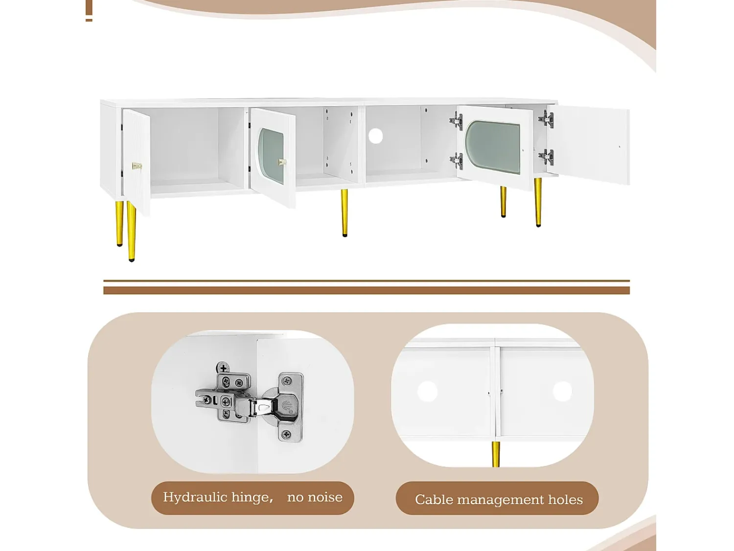 Móvel De Tv|ModernLuxe Móvel de TV moderno de 170 cm - adequado para TV de 70"-79" - com 4 portas - Branco