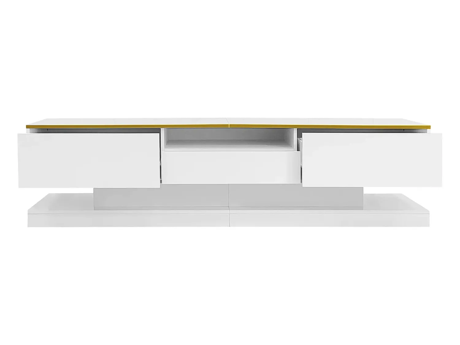Online Móvel de TV moderno de 180 x 38 x 45 cm, com três gavetas e um compartimento aberto, com iluminação LED, . Branco