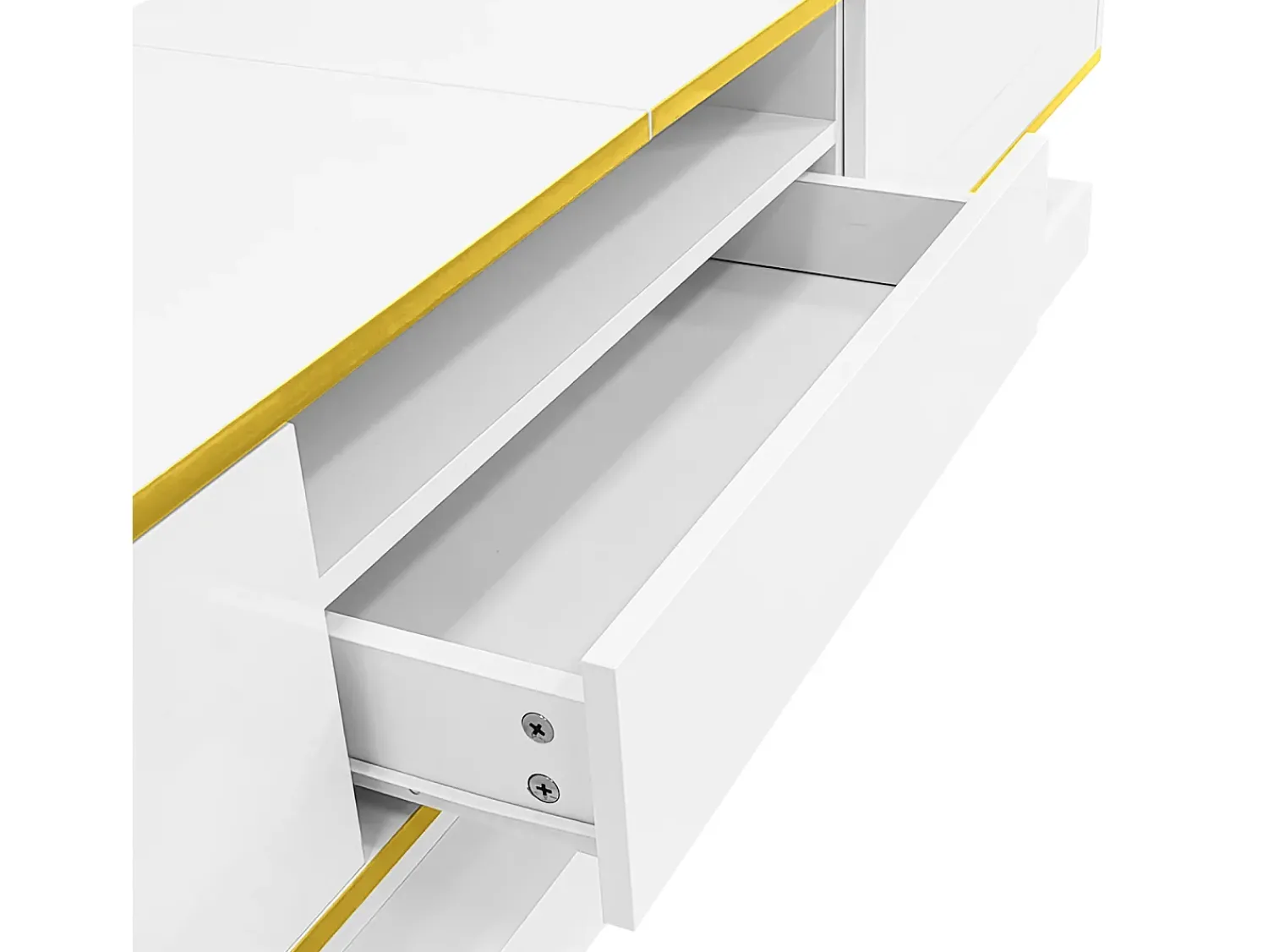 Online Móvel de TV moderno de 180 x 38 x 45 cm, com três gavetas e um compartimento aberto, com iluminação LED, . Branco