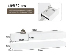 Móvel De Tv*Merax Móvel de TV moderno de parede, com dimensões de 130 x 33 x 15 cm, com LEDs, 2 armários e 4 gavetas, em MDF . Branco