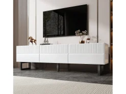 Merax Móvel de TV moderno e baixo - 170 x 35 x 47 cm - com 3 gavetas - Design clássico - MDF - e branco^ Móvel De Tv
