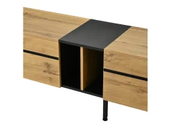 Outlet Merax Móvel de TV moderno e baixo - 180 x 38 x 45 cm - com 3 portas + prateleiras abertas - aglomerado - cor natural Natural claro