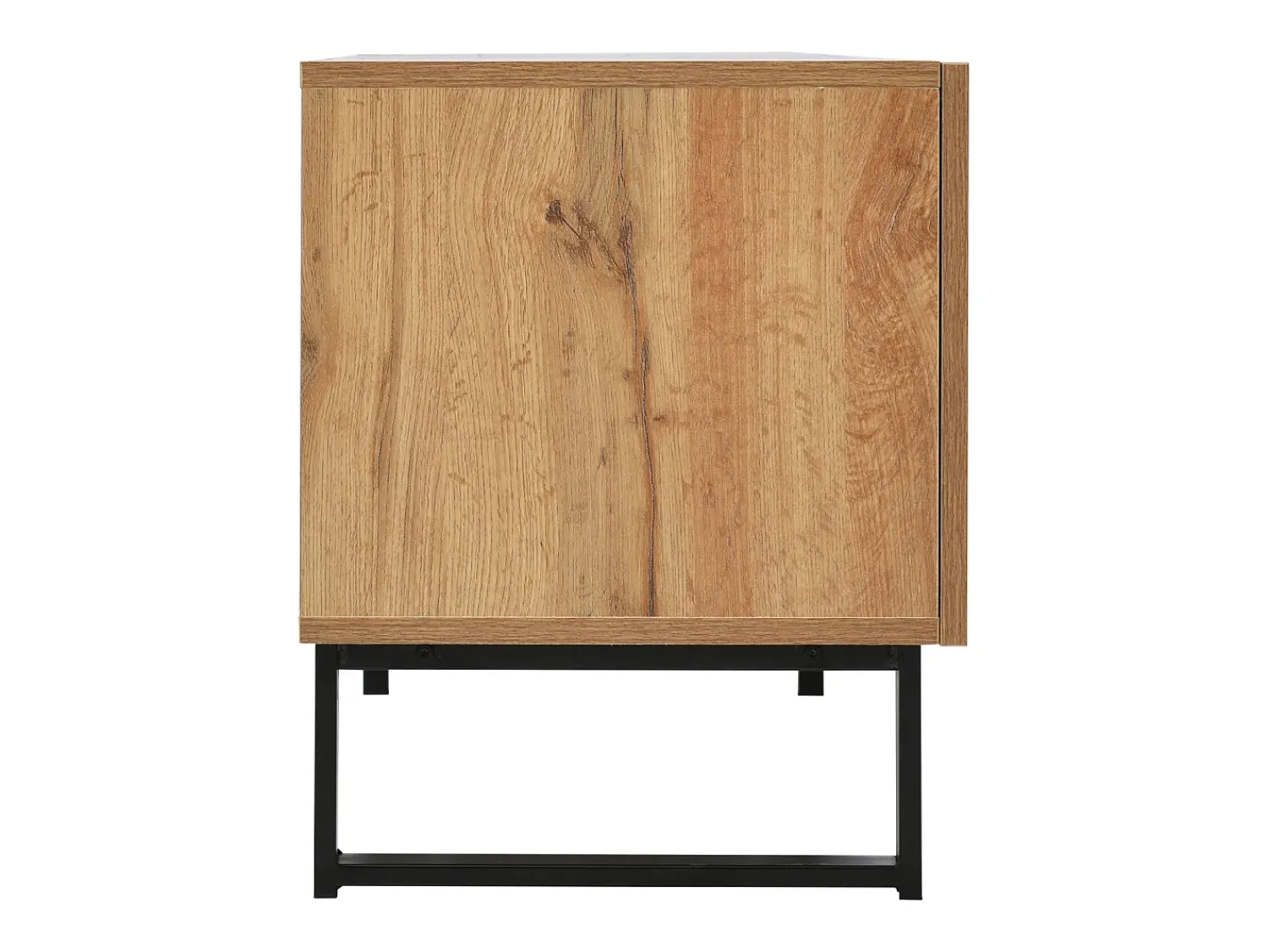 Móvel De Tv| Móvel de TV moderno em madeira maciça com design em e madeira, com 2 portas e 2 gavetas. Preto