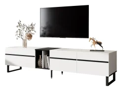 Móvel De Tv|ModernLuxe Móvel de TV moderno 180x38x45 cm - 3 portas - com prateleiras abertas - Branco