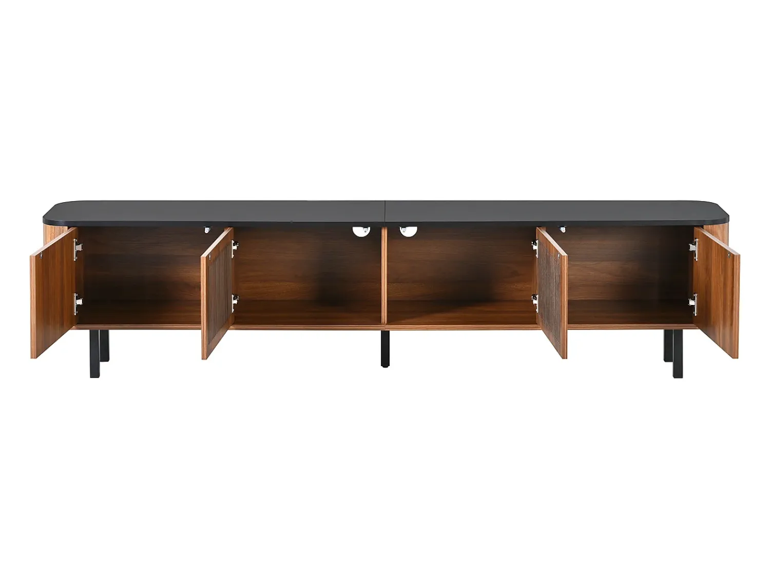 Móvel De Tv|ModernLuxe Móvel de TV moderno 190x35x45 cm - 4 portas de persiana - cantos arredondados - pés de ferro - MDF - marrom Castanho