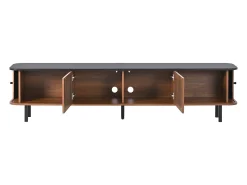 ModernLuxe Móvel de TV moderno 190x35x45 cm - 2 portas de correr e 2 portas de tela metálica - Marrom^ Móvel De Tv
