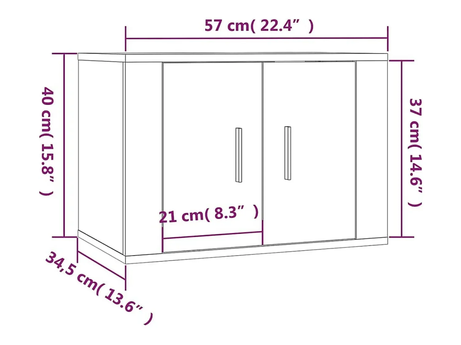 Móvel De Tv|Helloshop26 Móvel de TV multimídia para parede prateleira para TV aparador para TV para sala de jantar sala de estar quarto 2 peças Sonoma 57 x 34,5 x 40 cm cinza 02_0029015 Cinzento
