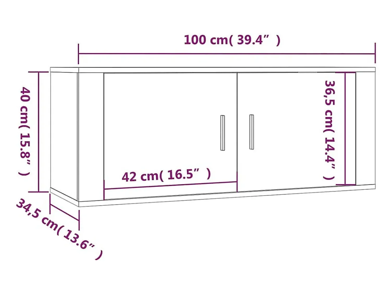 Móvel De Tv*Helloshop26 Móvel de TV multimídia para parede prateleira para TV aparador para TV para sala de jantar sala de estar quarto 2 peças 100 x 34,5 x 40 cm cinza 02_0028901 Cinzento