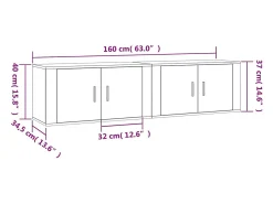 Helloshop26 Móvel de TV multimídia para parede prateleira para TV aparador para TV para sala de jantar sala de estar quarto 2 peças 80 x 34,5 x 40 cm 02_0028936^ Móvel De Tv