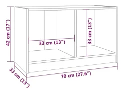 New Helloshop26 Móvel de TV multimídia prateleira de televisão televisão buffet sala de jantar sala de estar quarto 70 x 33 x 42 cm madeira maciça de pinho cinza 02_0026177 Castanho