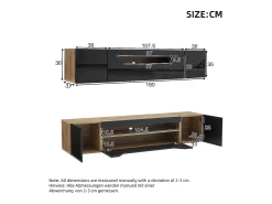 Móvel De Tv|ModernLuxe Móvel de TV mural 180x37x36cm - com 2 portas - com iluminação LED - para televisor de 75
