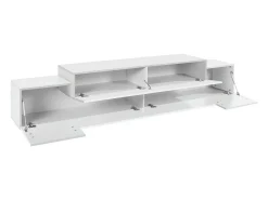 Móvel De Tv*Dmora Móvel de TV Nico, aparador baixo da sala, base de móvel de TV, 100% Fabricado na Itália, 240x45h52 cm, brilhante Branco