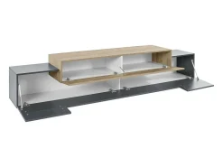 Dmora Móvel de TV Nico, aparador baixo da sala, base de móvel de TV, 100% Fabricado na Itália, 240x45h52 cm, Antracite e Bordo^ Móvel De Tv