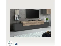 Dmora Móvel de TV Nico, aparador baixo da sala, base de móvel de TV, 100% Fabricado na Itália, 240x45h52 cm, Antracite e Bordo^ Móvel De Tv
