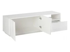 Dmora Móvel de TV Nino, Aparador baixo de sala com 2 portas, Base de móvel de televisão, 100% Fabricado em Itália, 150x43h46 cm, brilhante^ Móvel De Tv