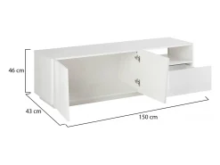 Dmora Móvel de TV Nino, Aparador baixo de sala com 2 portas, Base de móvel de televisão, 100% Fabricado em Itália, 150x43h46 cm, brilhante^ Móvel De Tv
