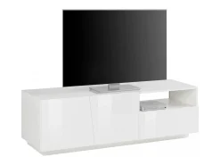 Dmora Móvel de TV Nino, Aparador baixo de sala com 2 portas, Base de móvel de televisão, 100% Fabricado em Itália, 150x43h46 cm, brilhante^ Móvel De Tv