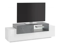 Móvel De Tv|Dmora Móvel de TV Pablo, Aparador baixo de sala, Base de móvel de televisão, 100% Fabricado na Itália, 160x45h51 cm, brilhante e ardósia Branco