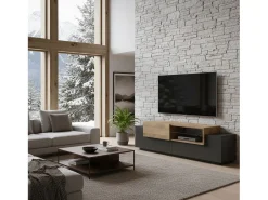 Dmora Móvel de TV Pablo, Aparador baixo da sala, base de móvel de TV, 100% Fabricado na Itália, 160x45h51 cm, Antracite e Bordo^ Móvel De Tv