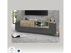Dmora Móvel de TV Pablo, Aparador baixo da sala, base de móvel de TV, 100% Fabricado na Itália, 160x45h51 cm, Antracite e Bordo^ Móvel De Tv