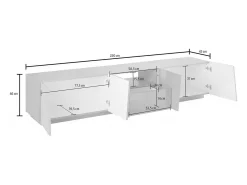 Móvel De Tv|Dmora Móvel de TV Paul, Aparador baixo de sala, Base de móvel de televisão, 100% Fabricado na Itália, 220x43h46 cm, Ardósia, com luz LED Cinzento