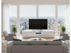 Dmora Móvel de TV Paul, Aparador baixo de sala, Base de móvel de televisão, 100% Fabricado na Itália, 220x43h46 cm, brilhante^ Móvel De Tv