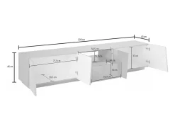 Dmora Móvel de TV Paul, Aparador baixo de sala, Base de móvel de televisão, 100% Fabricado na Itália, 220x43h46 cm, brilhante^ Móvel De Tv