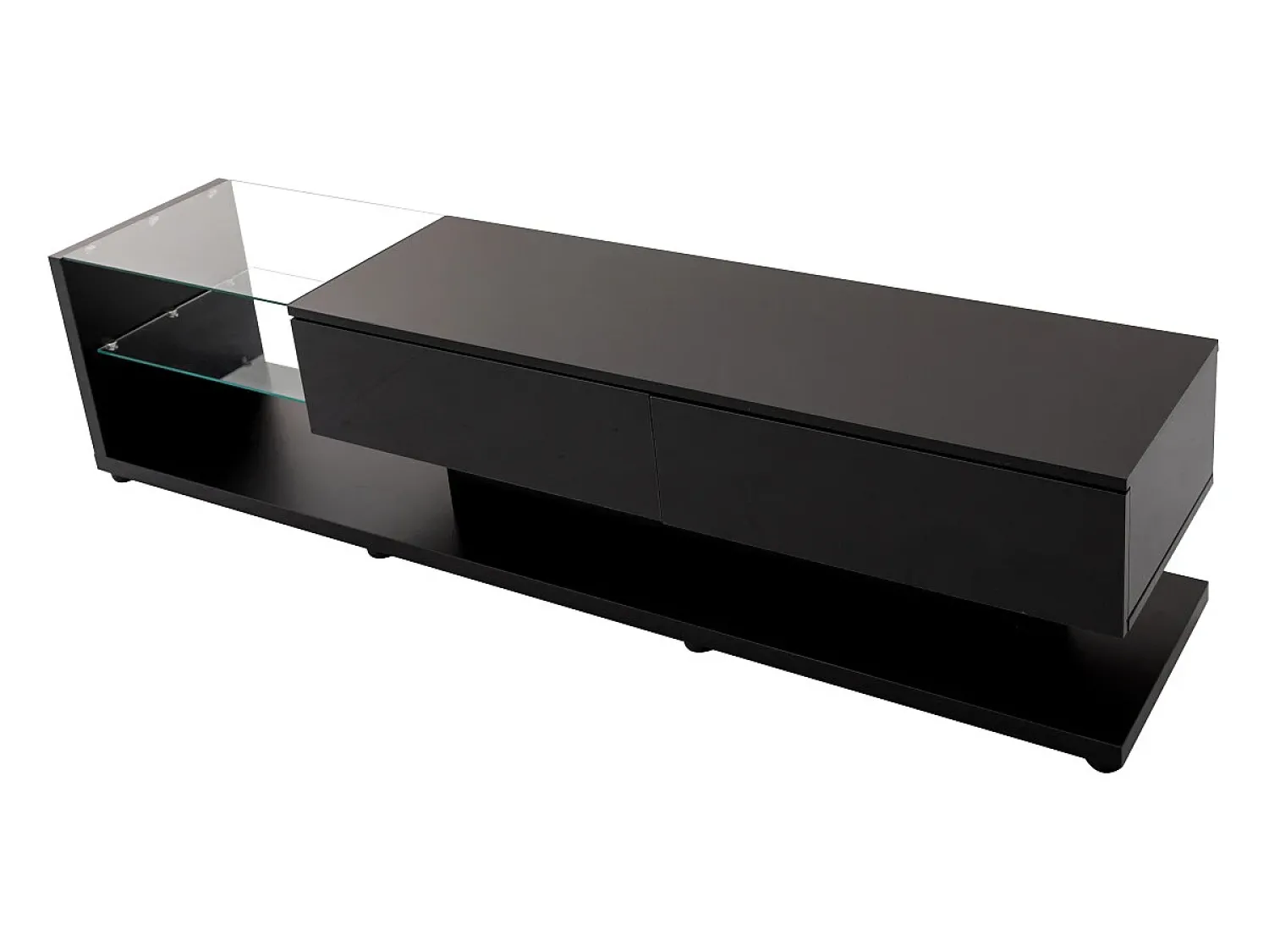 Móvel De Tv* Móvel de TV com gavetas, aparador de TV com iluminação LED e prateleiras de vidro, rack para TV para sala de estar. Preto