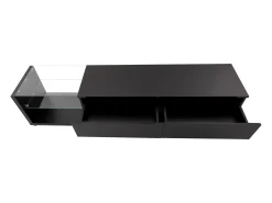 Móvel De Tv* Móvel de TV com gavetas, aparador de TV com iluminação LED e prateleiras de vidro, rack para TV para sala de estar. Preto