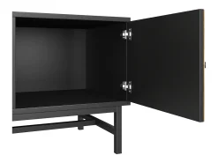 Móvel De Tv*Hauss Spole Móvel de TV e natural com 2 portas, pés em metal, portas com efeito de madeira, 150 x 38 x 55 cm Preto