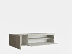 Móvel De Tv|Dmora Móvel de TV Roberto, Aparador baixo de sala com 2 portas, Base de móvel de televisão, 100% Fabricado na Itália, 150x40h37 cm, Cimento, com luz LED Cinzento