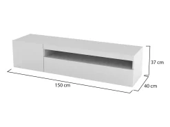 Dmora Móvel de TV Roberto, Aparador baixo de sala com 2 portas, Base de móvel de televisão, 100% Fabricado na Itália, 150x40h37 cm, brilhante^ Móvel De Tv